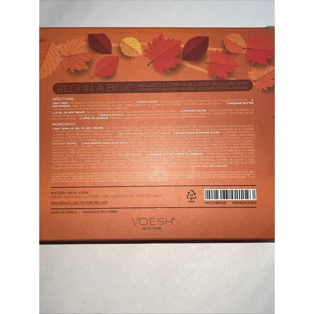 VOESH New York PUMPKIN SPICE PEDI In A Box Deluxe 2 Complet 4 Step Pedicure kits
